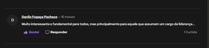 Print do comentário na área de alunos
