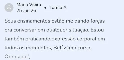 Comentário de aluna na área de membros da Hotmart