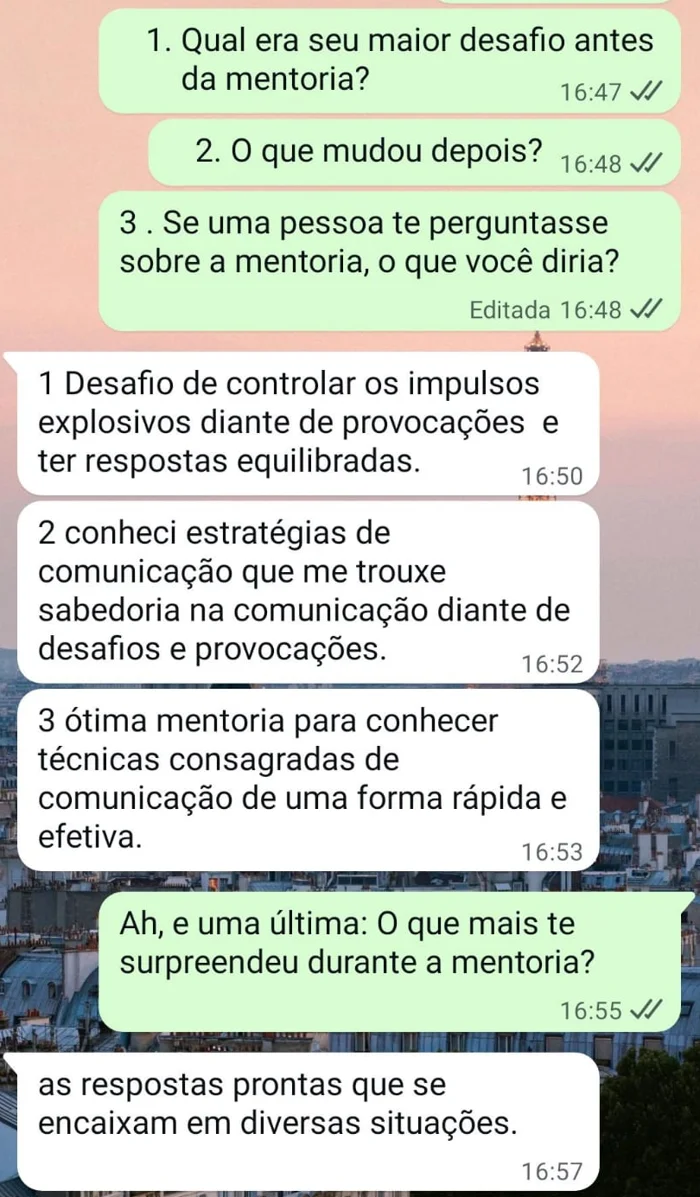 Conversa de WhatsApp com mentorado