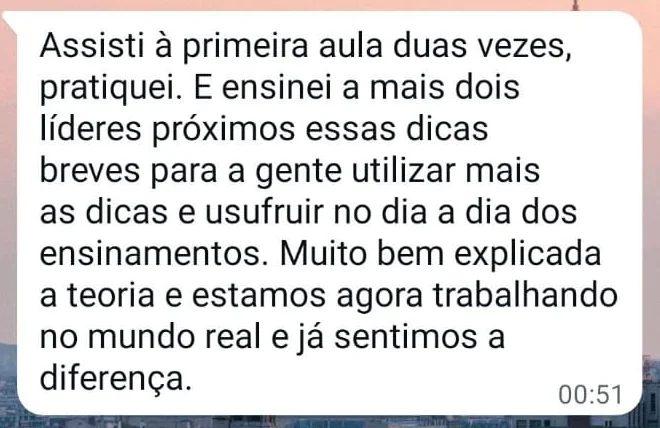 Mensagem de WhatsApp de aluno