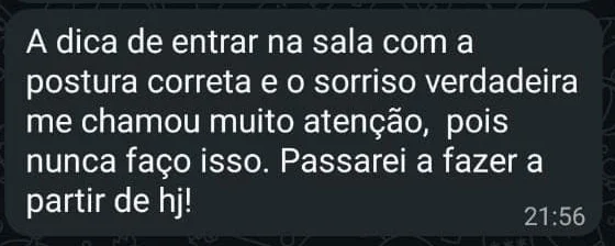 Mensagem de WhatsApp sobre postura ao entrar na sala